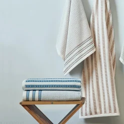Drap de douche coton 70x140cm SANTORINI liteau jaune