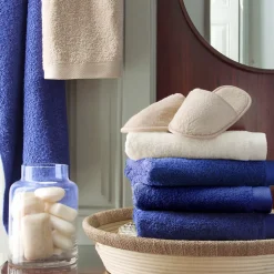 Drap de douche 70x140 cm coton peigné ALBA bleu moyen