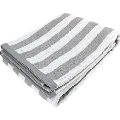 Drap de douche 70x140 cm coton collection EFFICIENCE STRIPES gris lunar