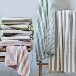 Drap de douche 70x140 cm coton collection EFFICIENCE STRIPES gris lunar
