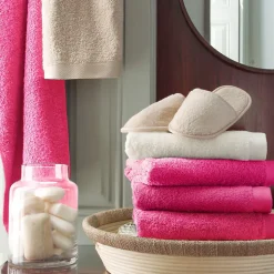 Drap de douche 70x140 cm coton peigné ALBA fraise
