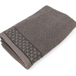 Drap de douche 70x140 cm pur coton collection OSAKA fleurs marron