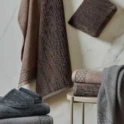 Drap de douche 70x140 cm pur coton collection OSAKA fleurs marron