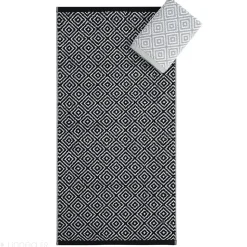 Drap de douche 70x140 cm SYMETRIE coton Noir Losanges