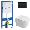 Duofix pack WC bâti-support UP100 + WC suspendu sans bride Ceramia avec abattant SoftClose + plaque noir (GEBCEPXWT09-FR)