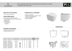 Duofix pack WC bâti-support UP100 + WC suspendu sans bride Ceramia avec abattant SoftClose + plaque noir (GEBCEPXWT09-FR)