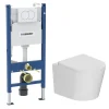 Duofix Pack WC bâti-support + WC suspendu sans bride avec abattant SoftClose Ceramia + plaque blanche (GEBCE14WT05-FR)
