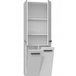 ELLOS - Armoire de salle de bain avec deux paniers - Poignées minimalistes - 174x60x30cm - Colonne rangement