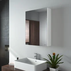 EMKE Armoires de toilette 50x65cm Blanche Armoire Salle de Bain en Miroir Double Face
