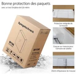 EMKE Armoires de toilette 50x65cm Blanche Armoire Salle de Bain en Miroir Double Face