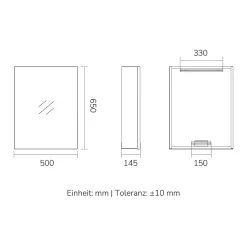 EMKE Armoires de toilette 1 Porte 65x50cm , Porte Miroir avec Rangement intégré, Tablettes en verre réglables, Blanc