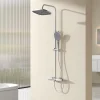 EMKE Colonne de douche thermostatique Ensemble, Douchette multimode, Grande douche de tête, homologué KTW Galaxie Modèle, Chrome