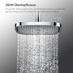 EMKE Colonne de douche thermostatique Ensemble, Douchette multimode, Grande douche de tête, homologué KTW Galaxie Modèle, Chrome