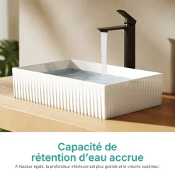 EMKE Lavabo en Céramique Blanche 45x32x11 cm, Vasque à Poser Rectangulaire