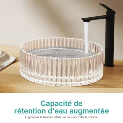 EMKE Lavabo en Verre Trempé Rond à Poser 400x400x120 mm, Vasque Salle de Bain, Irisé