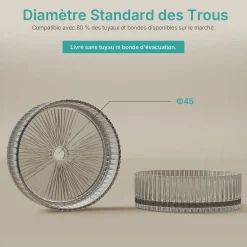 EMKE Lavabo en Verre Trempé Rond à Poser 400x400x120 mm, Vasque Salle de Bain, Gris Transparent
