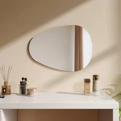 EMKE Miroir de Salle de Bain Asymétrique 45 x 60 cm, Miroir Ovale pour Salle de Bain, Miroir Mural irrégulier Miroir Décoratif