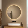 EMKE Miroir de Salle de Bain 50 cm Rond avec Éclairage LED, Dimmable, Touch Switch, 3 Lumière Couleurs, IP44