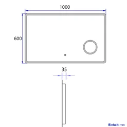 EMKE Miroir lumineux salle de bain 100x60cm,Miroir LED avec Interrupteur Tactile,3x Grossissement,éclairage Lumière Blanche Froide
