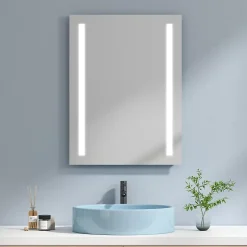 EMKE Miroir lumineux salle de bain 60x80cm, Miroir LED salle de bain, Miroir avec l'éclairage, Lumière blanche froide