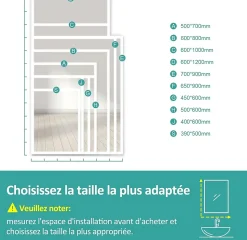 EMKE Miroir lumineux salle de bain 60x80cm, Miroir LED salle de bain, Miroir avec l'éclairage, Lumière blanche froide