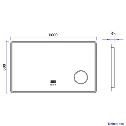 EMKE Miroir lumineux salle de bain 100x60cm,Interrupteur Tactile,Anti-buée,3x Grossissement,Bluetooth,3 couleurs de LED Lumières