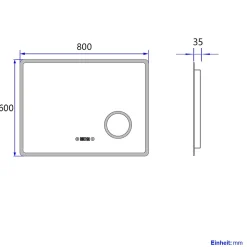 EMKE Miroir lumineux salle de bain 80x60cm,Interrupteur Tactile, Anti-buée, 3x Grossissement, Horloge,LED Lumière Blanche Froide