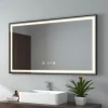 EMKE Miroir lumineux salle de bain 120x70cm,cadre noir,Interrupteur Tactile, Anti-buée, Horloge et Température, LED Lumière Neutre