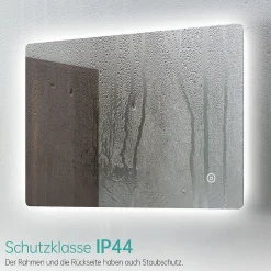 EMKE Miroir lumineux salle de bain Rétro-éclairage 100x60cm, avec Interrupteur Tactile, LED éclairage lumière Froide/Chaude/Neutre