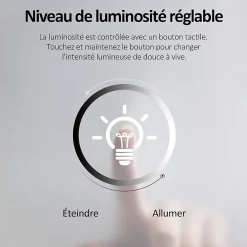 EMKE Miroir lumineux salle de bain 50x70cm, Miroir LED avec l'éclairage, Interrupteur Tactile, Anti-buée, Lumière Blanche Froide