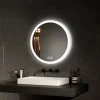 EMKE Miroir lumineux salle de bain rond diamètre 50cm, Miroir LED avec Interrupteur Tactile, Anti-buée, 3 couleurs de Lumières