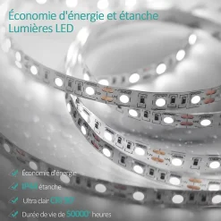 EMKE Miroir lumineux salle de bain 120x60cm, Miroir LED avec Interrupteur Tactile, 3x Grossissement, Lumière Blanche Froide