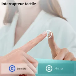 EMKE Miroir lumineux salle de bain rond 50cm, rétro-éclairage sans cadre, Interrupteur Tactile, Lumière Froide/Neutre/Chaude