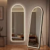 EMKE Miroir pleine longueur avec éclairage LED, lumière variable, dimmable, 160 x 60 cm, interrupteur tactile, noir