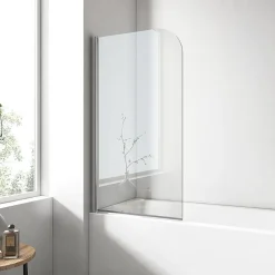 EMKE Pare de baignoire en 6 mm verre securit Paroi de douche pour baignoire 70 x 140 cm Revêtement Nano facile à nettoyer