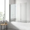 EMKE Pare de baignoire en 6 mm verre securit Paroi de douche pliable pour baignoire, 120x140cm,Revêtement Nano facile à nettoyer