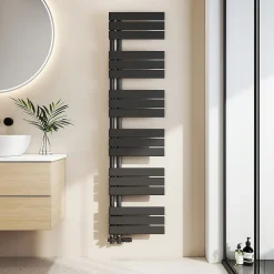 EMKE Radiateur Sèche-Serviettes à Eau Chaude Flat Panel - Noir Mat 160x40 cm - 684W