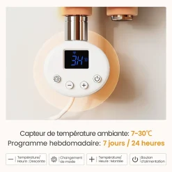 EMKE Radiateur Sèche-Serviettes Électrique 1041x400 mm, Blanc 400W, WiFi, Modes Intelligents, Détection Fenêtre