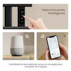 EMKE Radiateur sèche-serviettes électrique salle de bain avec thermostat, panneau chauffant, minuterie, 100x50 cm, 350W, noir mat