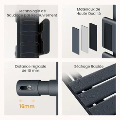 EMKE Radiateur Sèche-Serviettes Électrique 1041x500 mm, Gris Anthracite 600W, WiFi, Modes Intelligents, IPX4