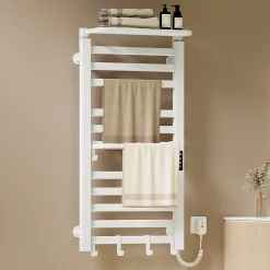 EMKE Radiateur sèche-serviettes électrique salle de bain 100 x 50 cm, température constante intelligente, 280 W, blanc brillant