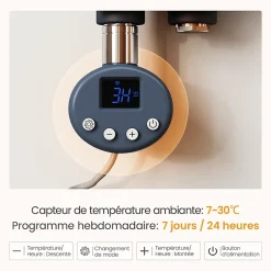 EMKE Radiateur Sèche-Serviettes Électrique 1320x600 mm, Gris Anthracite 800W, WiFi, Modes Intelligents, IPX4