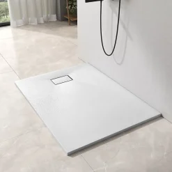 EMKE Receveur de douche receveur de douche plat antidérapant SMC receveur de douche à découper, 140x90cm, Blanc