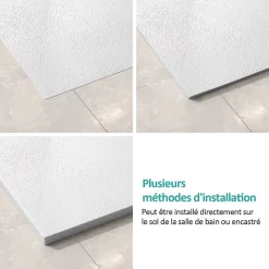 EMKE Receveur de douche receveur de douche plat antidérapant SMC receveur de douche à découper, 140x90cm, Blanc