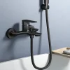 EMKE Robinet bain et douche noir mat, Mitigeur mural 21.2x18.3 cm, robinet salle de bain levier unique