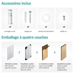 EMKE Sèche-serviette eau chaude, Radiateur sèche-serviettes raccordement central Blanc 120x60cm 598Watts