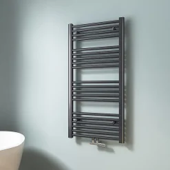 EMKE Sèche-serviette eau chaude, Radiateur sèche-serviettes raccordement central Anthracite 100x50cm 427Watts