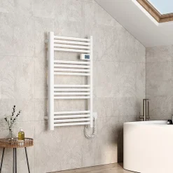 EMKE Sèche-serviette électrique Aluminium Commande tactile Température réglable - 960 x 540 mm Blanc 500W