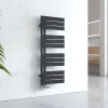 EMKE Sèche-serviettes à Eau Chaude Panneau Plat, Sèche-serviettes connexion latérale pour, Noir 1041x400mm 456Watts