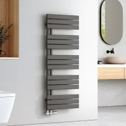 EMKE Sèche-serviettes à Eau Chaude Panneau Plat, Sèche-serviettes connexion latérale pour, Anthracite 1320x500mm 695Watts